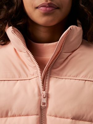 pink sand slim belted logo puffer jacket for girls calvin klein jeans