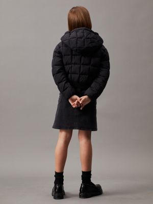 ck black cropped puffer jacket for girls calvin klein jeans