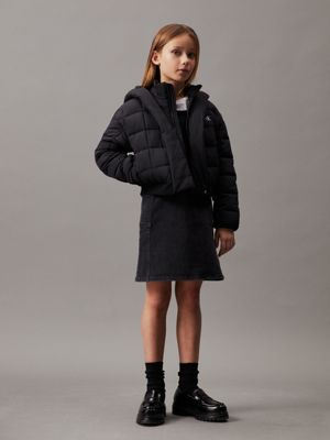 ck black cropped puffer jacket for girls calvin klein jeans