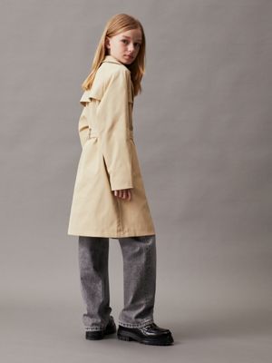 pale khaki trench coat for girls calvin klein jeans