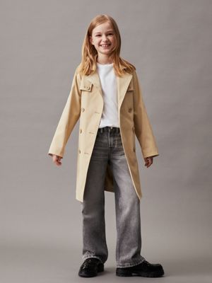 khaki trench coat for girls calvin klein jeans