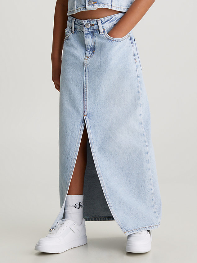 blue denim maxi skirt for girls calvin klein jeans