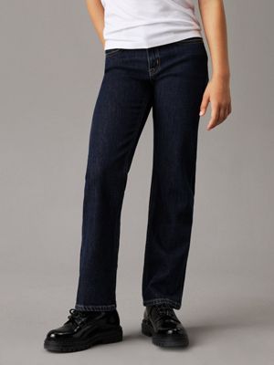 blue mid rise straight jeans for girls calvin klein jeans