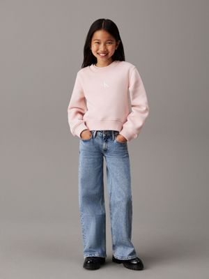 salt and pepper blue relaxed wide leg jeans for girls calvin klein jeans