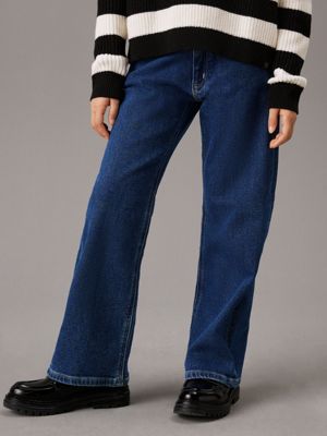 blue mid rise bootcut jeans for girls calvin klein jeans