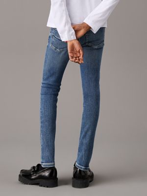 mid blue stretch mid rise skinny jeans for girls calvin klein jeans