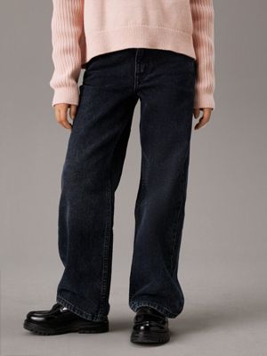 blue high rise wide leg jeans for girls calvin klein jeans