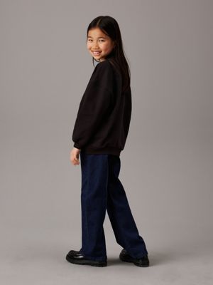 dark blue cf high rise wide leg jeans for girls calvin klein jeans