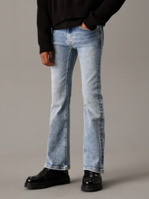 blue mid rise flared jeans for girls calvin klein jeans