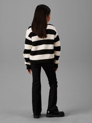 essential black stretch mid rise flared jeans for girls calvin klein jeans