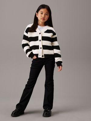 essential black stretch mid rise flared jeans for girls calvin klein jeans