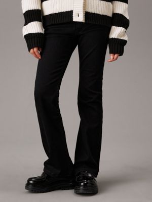 black mid rise flared jeans for girls calvin klein jeans