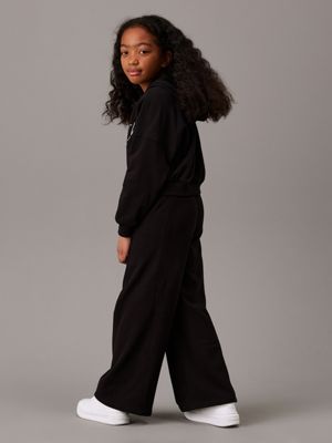 ck black wide leg logo joggers for girls calvin klein jeans