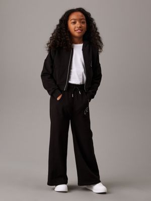 ck black wide leg logo joggers for girls calvin klein jeans