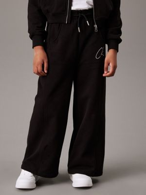 black wide leg logo joggers for girls calvin klein jeans