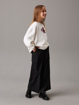 pantalon cargo technique ck black pour filles calvin klein jeans