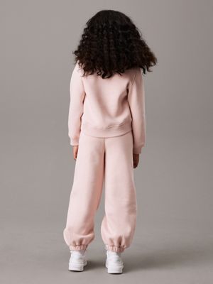 pantalon de jogging relaxed en polaire pink pour filles calvin klein jeans