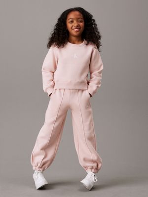 peach whip relaxed fleece joggers for girls calvin klein jeans