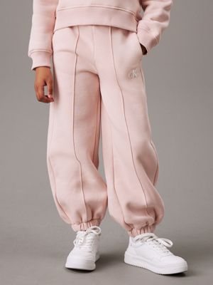 pink relaxed fleece joggers for girls calvin klein jeans