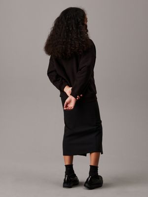 ck black straight ribbed midi skirt for girls calvin klein jeans