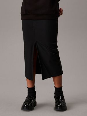 black straight ribbed midi skirt for girls calvin klein jeans