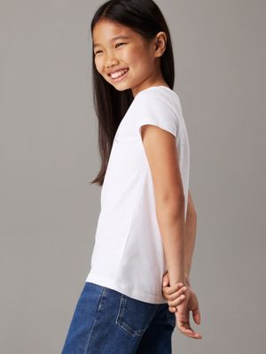 bright white slim logo t-shirt for girls calvin klein jeans