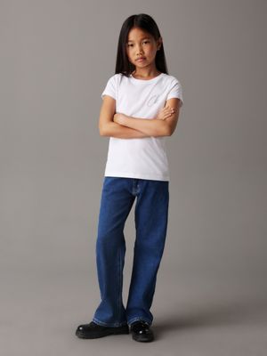 bright white slim logo t-shirt for girls calvin klein jeans