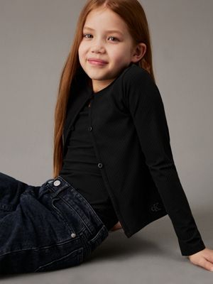 ensemble côtelé avec cardigan ck black pour filles calvin klein jeans