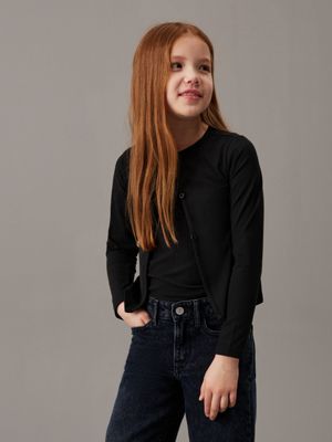 black ribbed cardigan set for girls calvin klein jeans