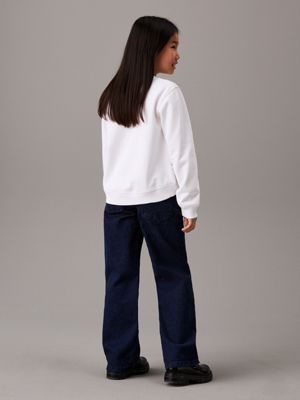white boxy flower graphic sweatshirt for girls calvin klein jeans