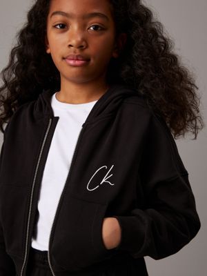 ck black zip up hoodie for girls calvin klein jeans