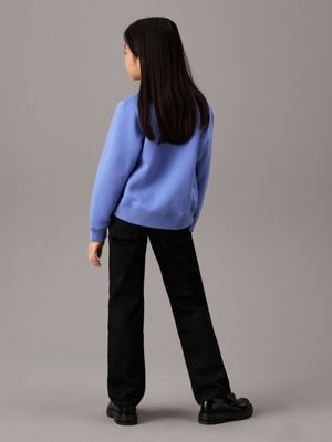 soft sapphire boxy fleece logo sweatshirt for girls calvin klein jeans