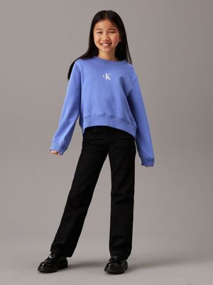 soft sapphire boxy fleece logo sweatshirt for girls calvin klein jeans