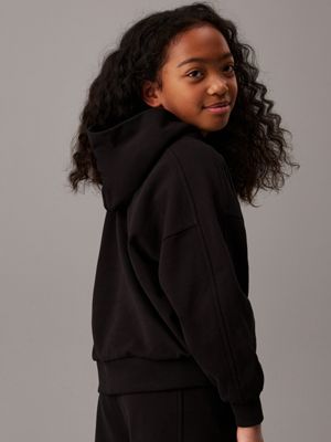 black relaxed hoodie met logo voor meisjes - calvin klein jeans