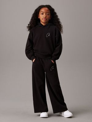 ck black relaxed logo hoodie for girls calvin klein jeans