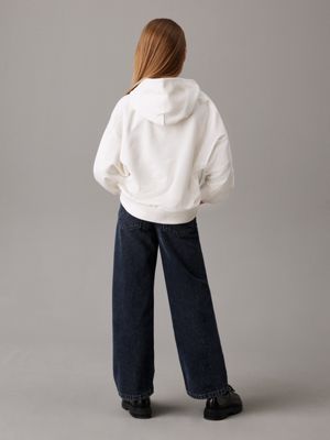 ivory relaxed logo hoodie for girls calvin klein jeans