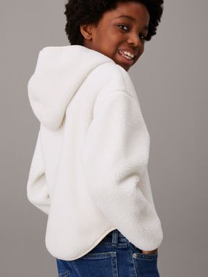 ivory teddy zip up hoodie for girls calvin klein jeans