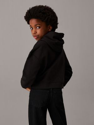 black boxy graphic logo hoodie for girls calvin klein jeans