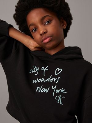 ck black boxy graphic logo hoodie for girls calvin klein jeans