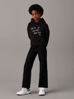 ck black boxy graphic logo hoodie for girls calvin klein jeans