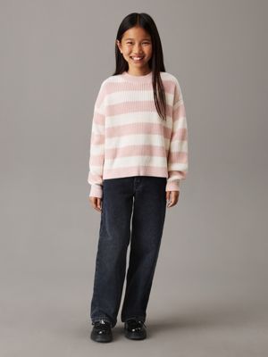 peach whip striped jumper for girls calvin klein jeans