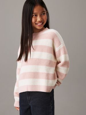 pink striped jumper for girls calvin klein jeans