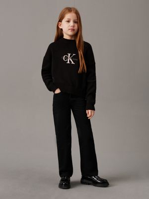 ck black logo jumper for girls calvin klein jeans