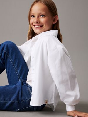 bright white poplin shirt for girls calvin klein jeans