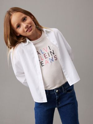 white poplin overhemd voor meisjes - calvin klein jeans