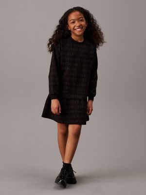 black oversized logo sweatshirt dress for girls calvin klein jeans