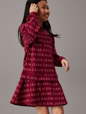 rich cherry logo aop oversized logo sweatshirt dress for girls calvin klein jeans