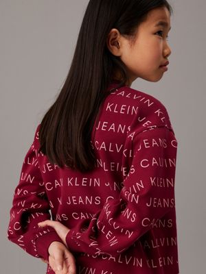 rich cherry logo aop oversized logo sweatshirt dress for girls calvin klein jeans