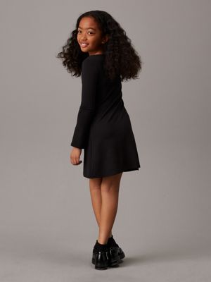 ck black flared punto milano dress for girls calvin klein jeans