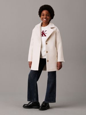 beige soft knit overcoat for girls calvin klein jeans